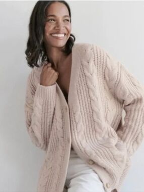 Jenni Kayne Cable Cocoon Cardigan Blush XS NWT
